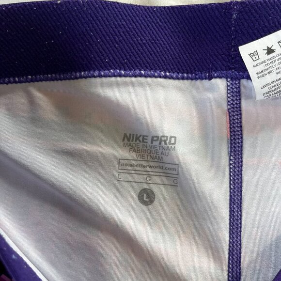 Nike Pro Purple Orange Geometric Pattern Spandex Athletic Bike Shorts | Size L - Picture 4 of 5
